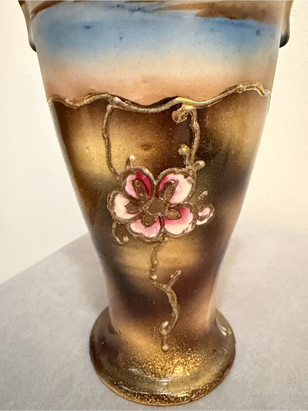 Japanese Nippon-Style Urn, Exquisite Moriage Florals & Landscape Antique 10 inch